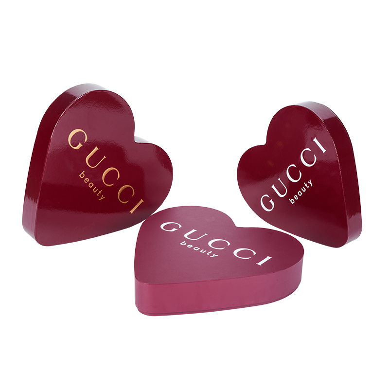 Caja de embalaje cosmético con tapa superior e inferior en forma de corazón