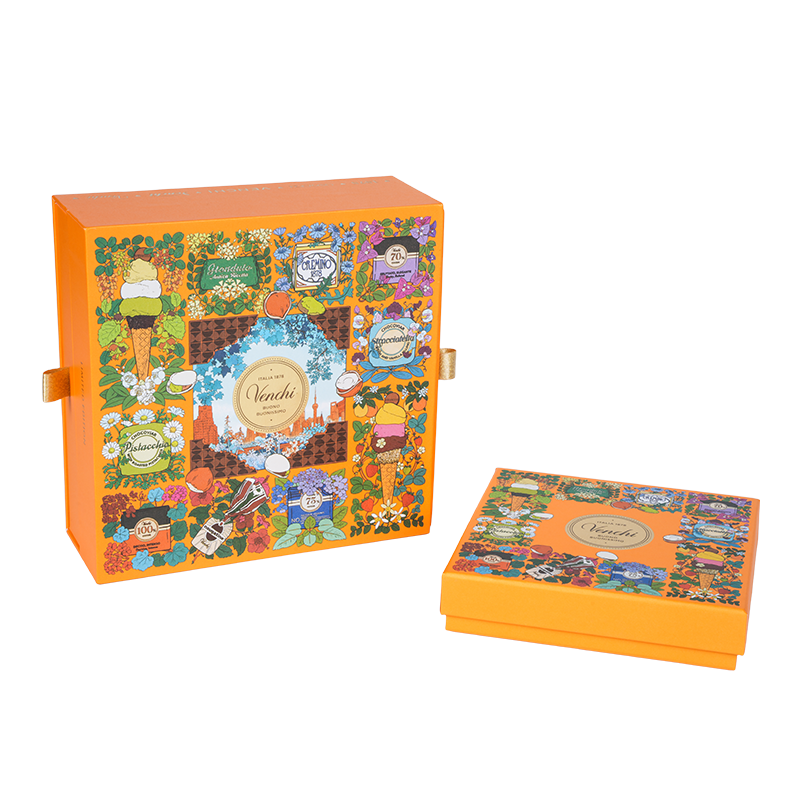 Caja de embalaje rígida de chocolate de doble puerta