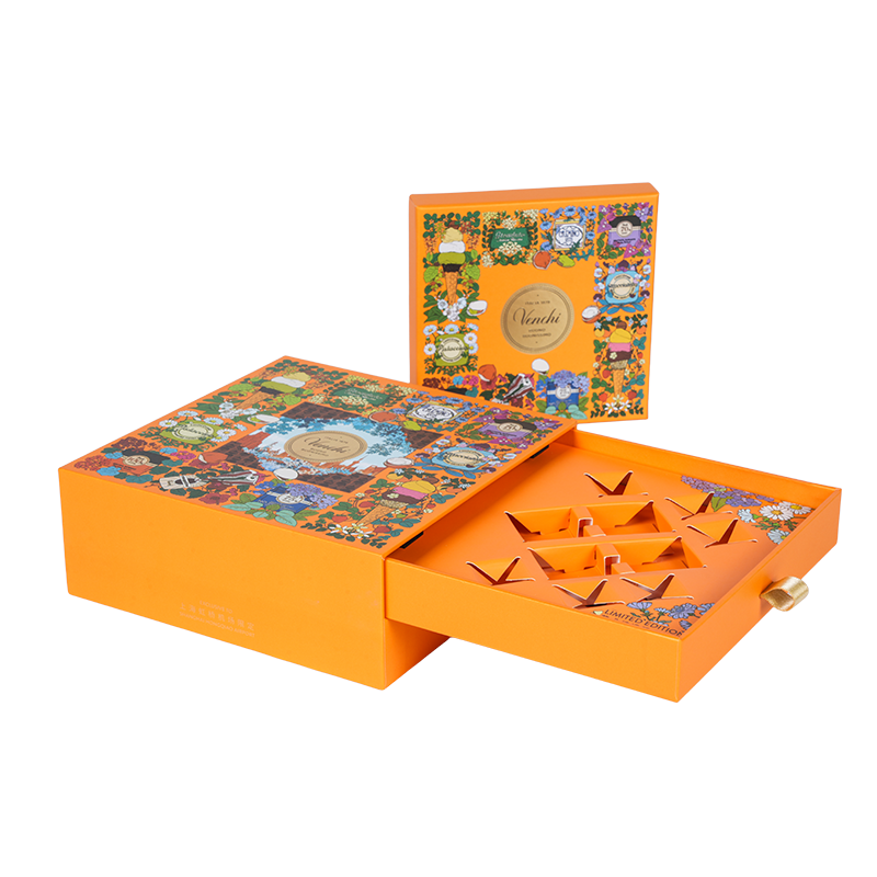 Caja de embalaje rígida de chocolate de doble puerta