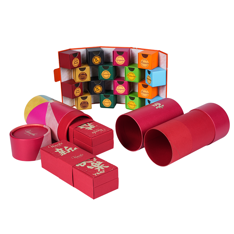 Caja de chocolate redonda con tapa elevable rígida (cielo y tierra)