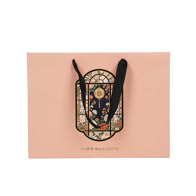 Bolsa de transporte para pasteles de cartón blanco/kraft con asa resistente al agua