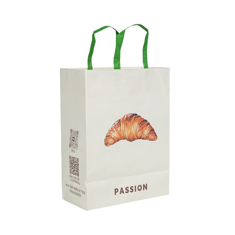 Bolsa de transporte para pasteles de cartón blanco/kraft con asa resistente al agua