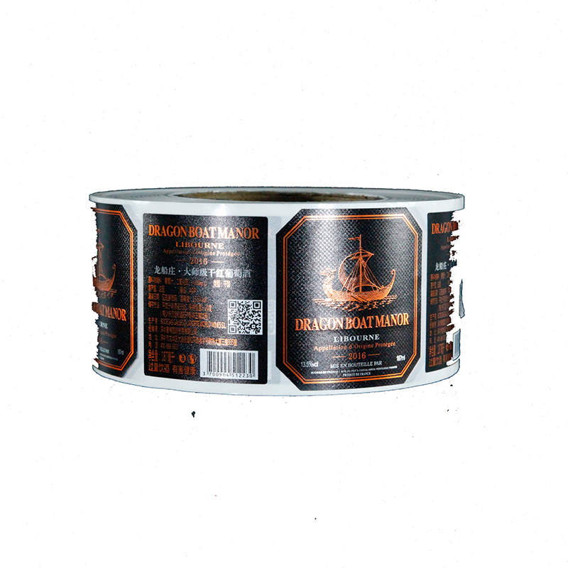 Etiqueta de botella de vino estampada en papel de aluminio mate