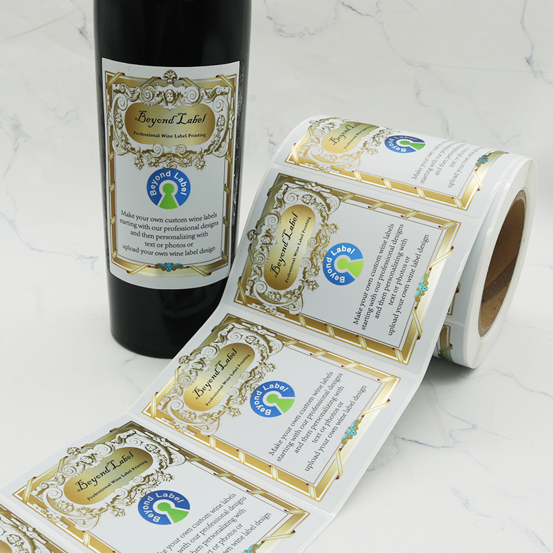 Etiqueta de botella de vino estampada en papel de aluminio mate