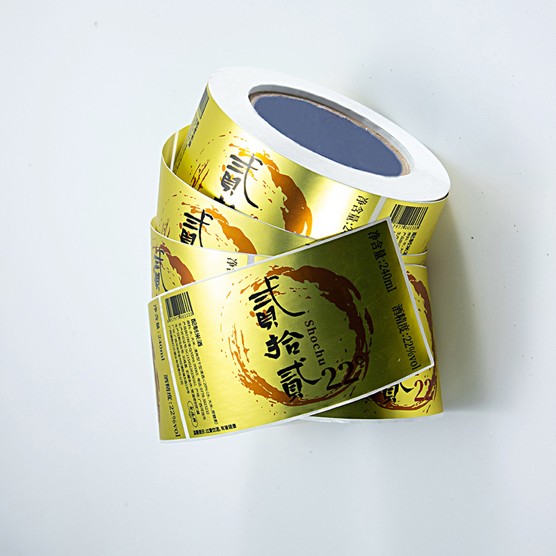 Etiqueta de botella de vino estampada en papel de aluminio mate