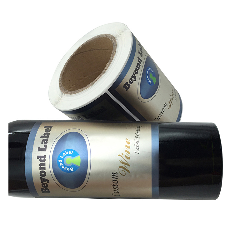 Etiqueta de botella de vino estampada en papel de aluminio mate