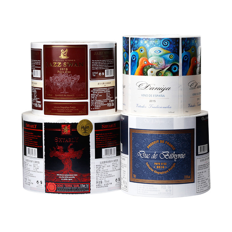 Etiqueta de botella de vino estampada en papel de aluminio mate