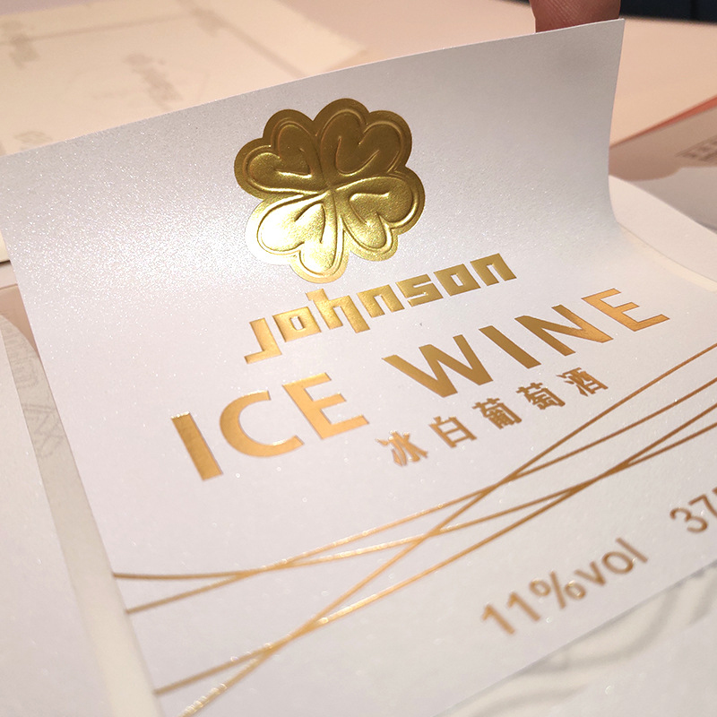 Etiqueta de botella de vino estampada en papel de aluminio mate