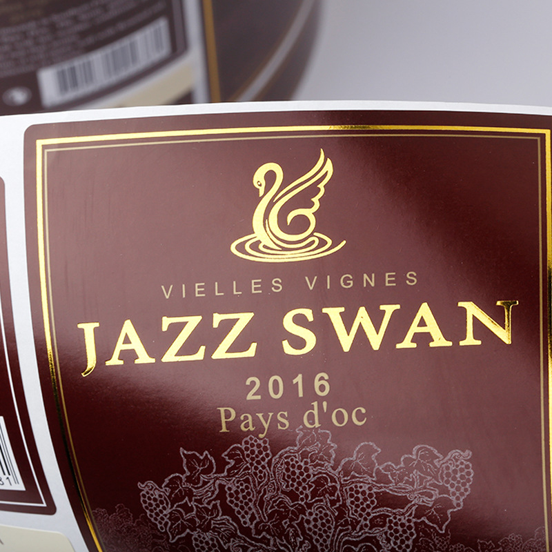 Etiqueta de botella de vino estampada en papel de aluminio mate