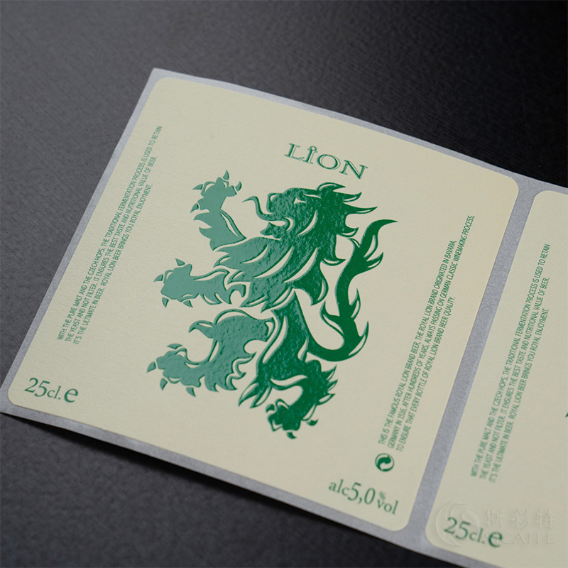 Etiqueta de botella de vino estampada en papel de aluminio mate