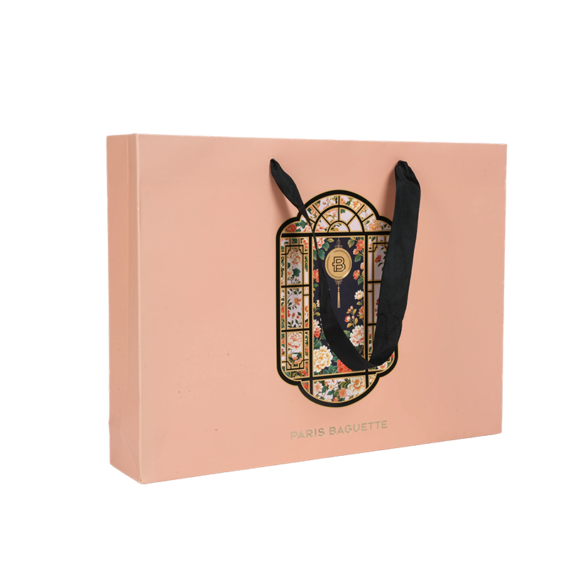 Bolsa de papel de cartón blanco con mango horizontal engrosado para envases de cuidado de la piel