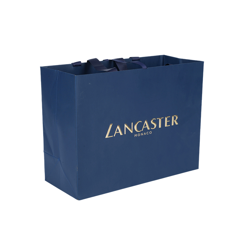 Bolsa de papel de cartón blanco con mango horizontal engrosado para envases de cuidado de la piel