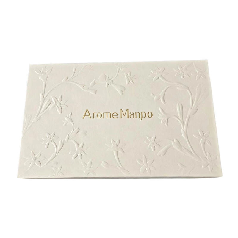 Caja de regalo con tapa extraíble rígida estampada en relieve mate para cosméticos