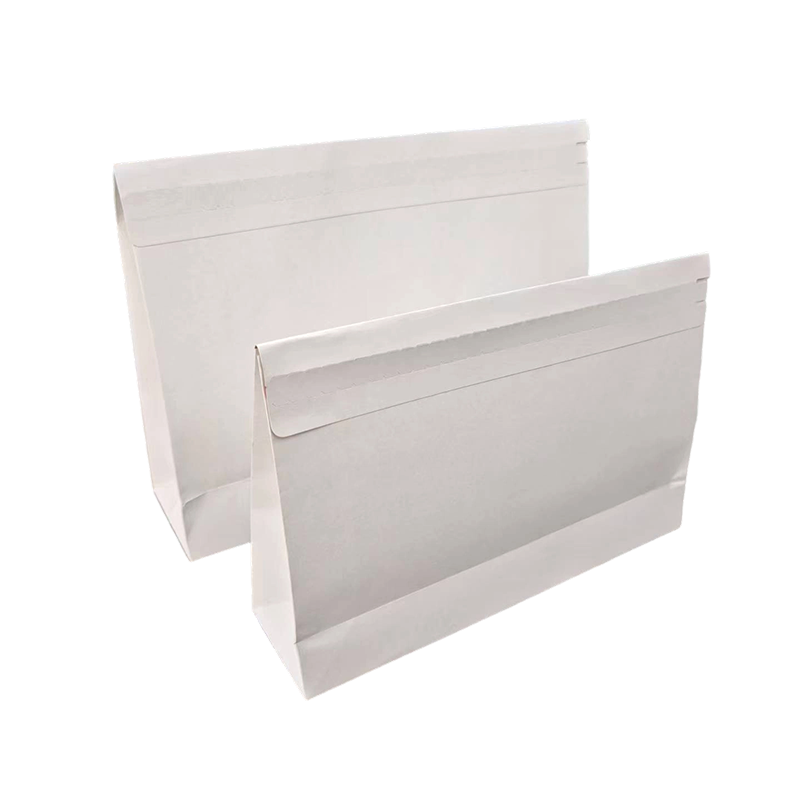 Bolsa de papel SOS autoadhesiva de fondo plano Kraft blanco Bolsa de papel SOS autoadhesiva de fondo plano Kraft blanco
