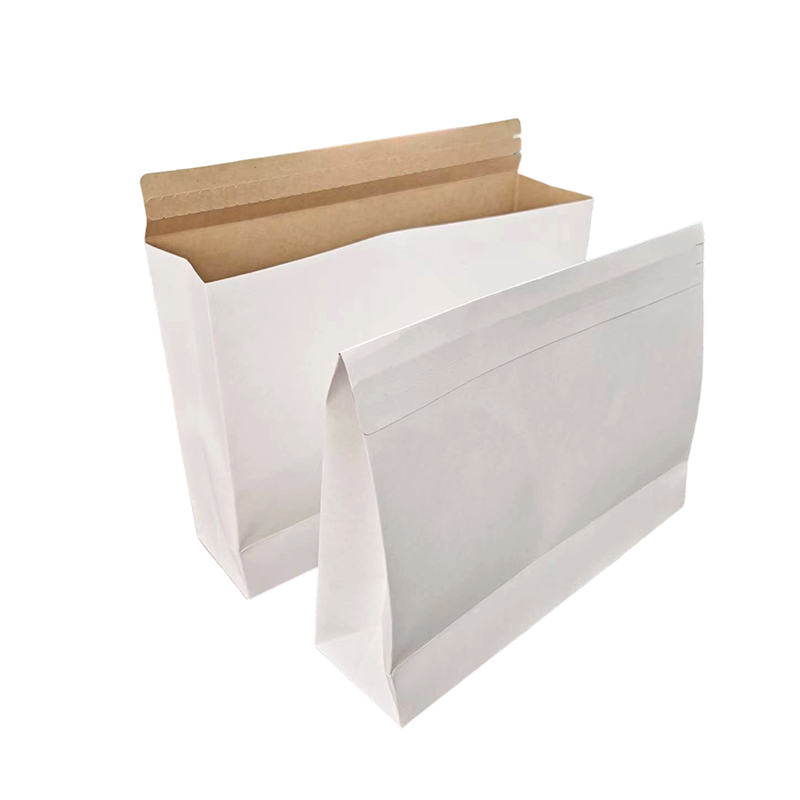 Bolsa de papel SOS autoadhesiva de fondo plano Kraft blanco Bolsa de papel SOS autoadhesiva de fondo plano Kraft blanco