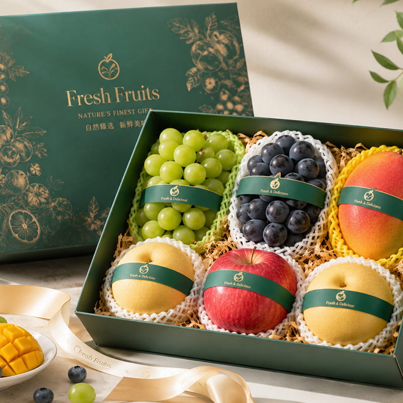 Caja de regalo de fruta fresca plegable, de lujo y asequible, con estampado dorado Caja de regalo de fruta fresca plegable, de lujo y asequible, con estampado dorado