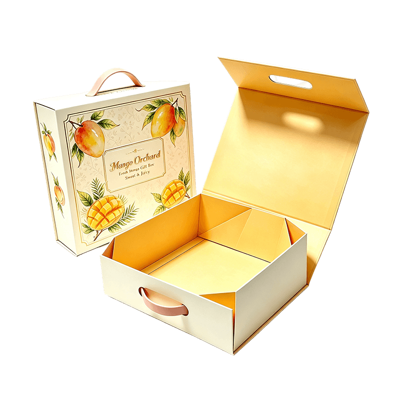 Caja de regalo de fruta fresca de mano integrada con tapa abatible plegable sin pegamento