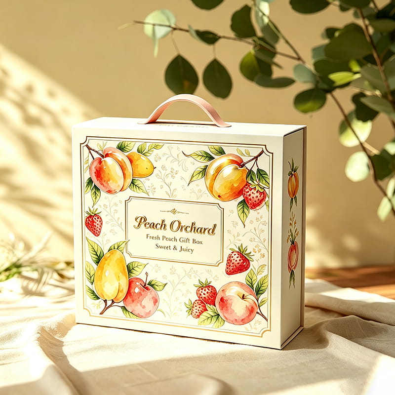 Caja de regalo de fruta fresca de mano integrada con tapa abatible plegable sin pegamento