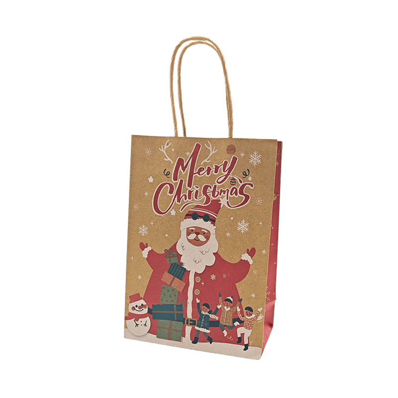 Juego de bolsas de regalo de papel Kraft navideño