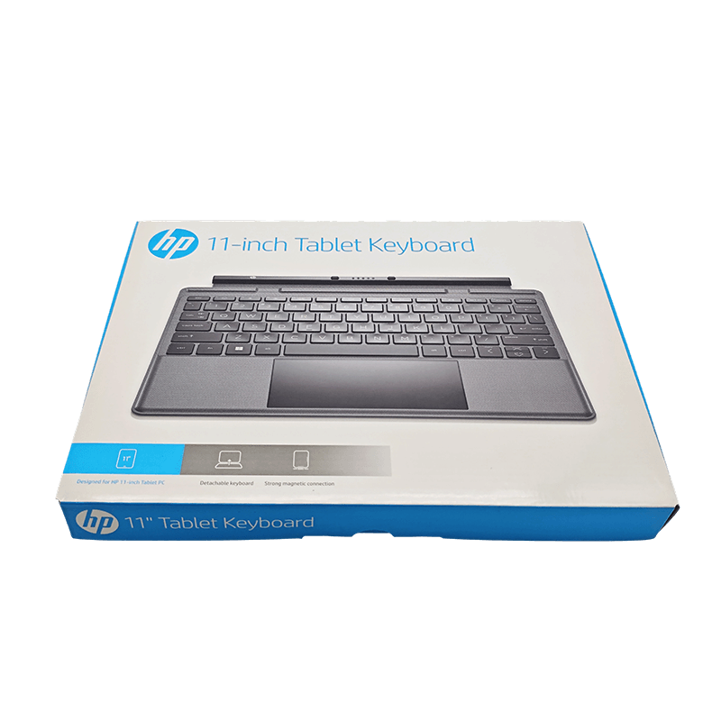 Caja de embalaje para teclado de tableta con tapa abatible