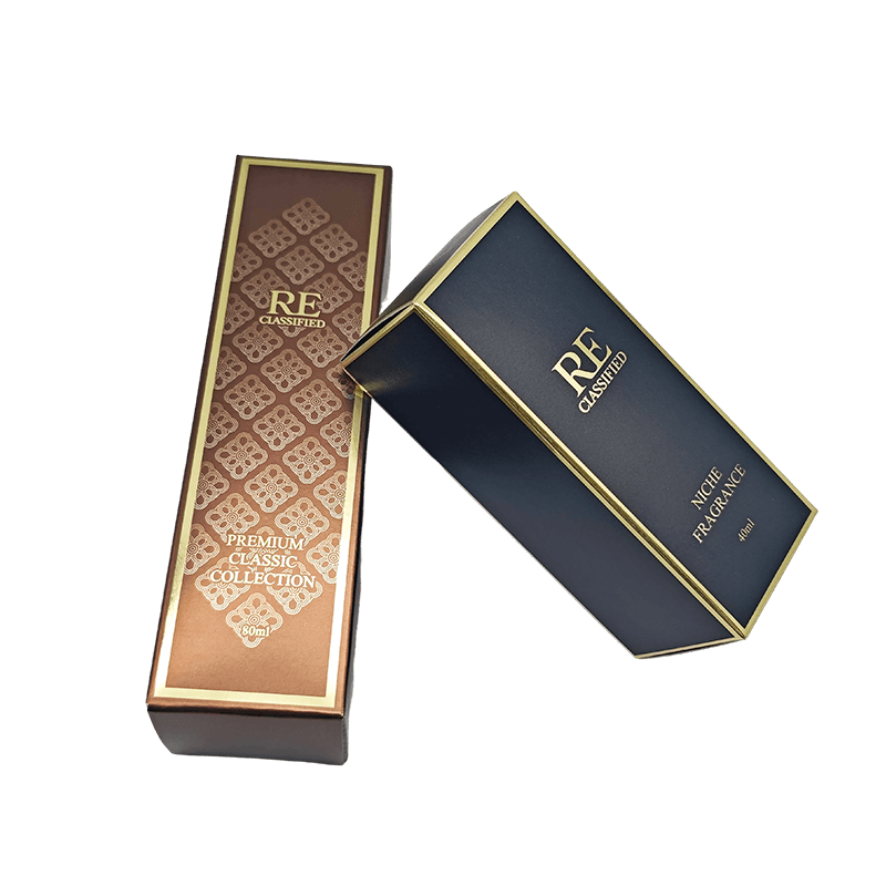 Caja de embalaje de perfume de lujo rígida estampada con lámina
