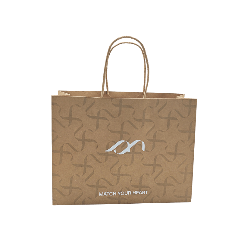 Juego grande y pequeño de bolsa de regalo con asa trenzada de papel Kraft