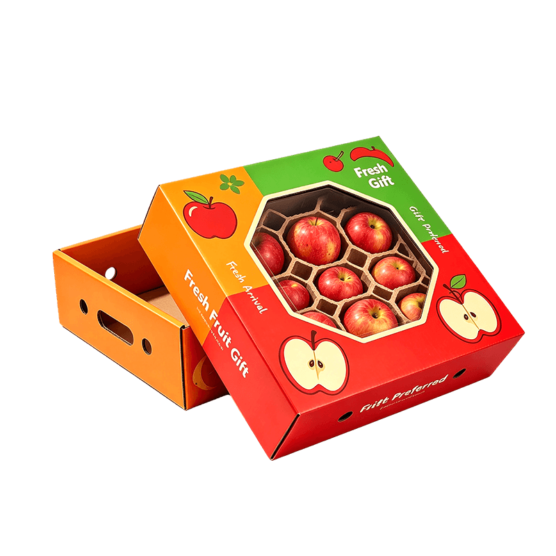 Caja de regalo de fruta portátil con ventana y diseño de panal plegable Caja de regalo de fruta portátil con ventana y diseño de panal plegable